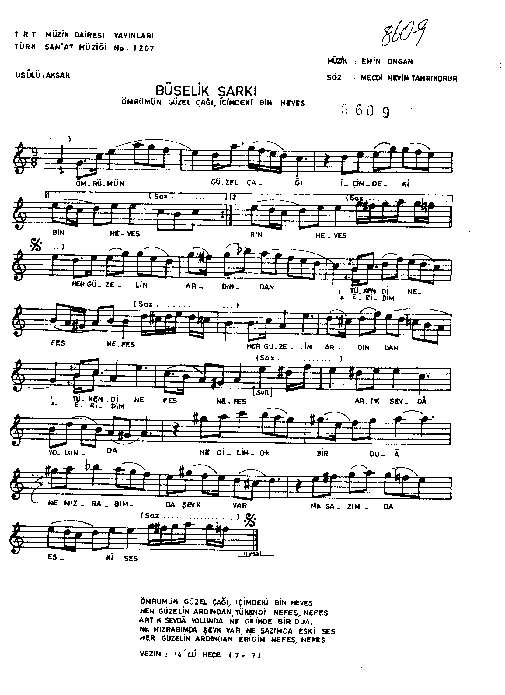 Bûselik - Şarkı - Emin Ongan - Sayfa 1