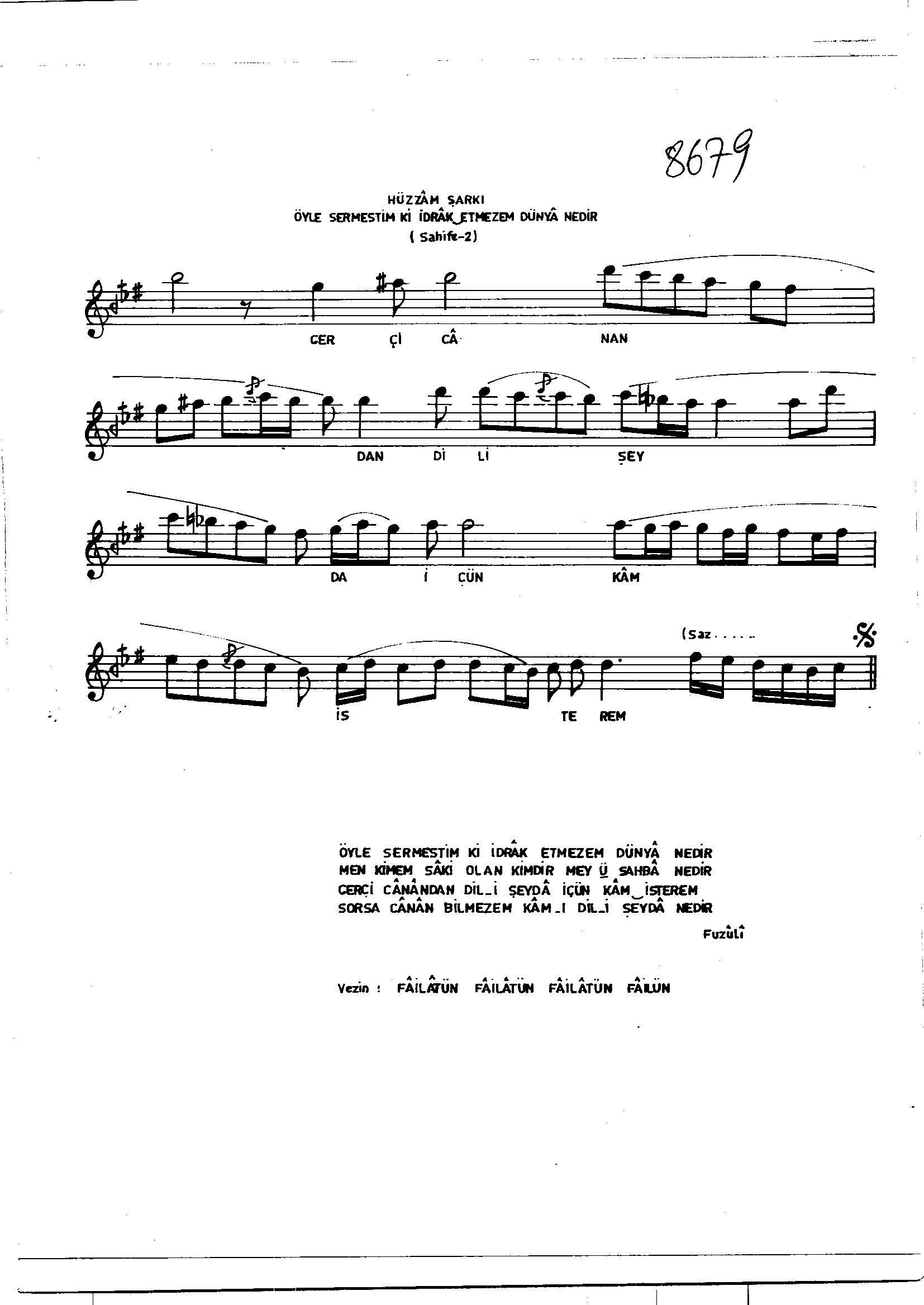 Hüzzâm - Şarkı - Yusuf Ömürlü - Sayfa 2