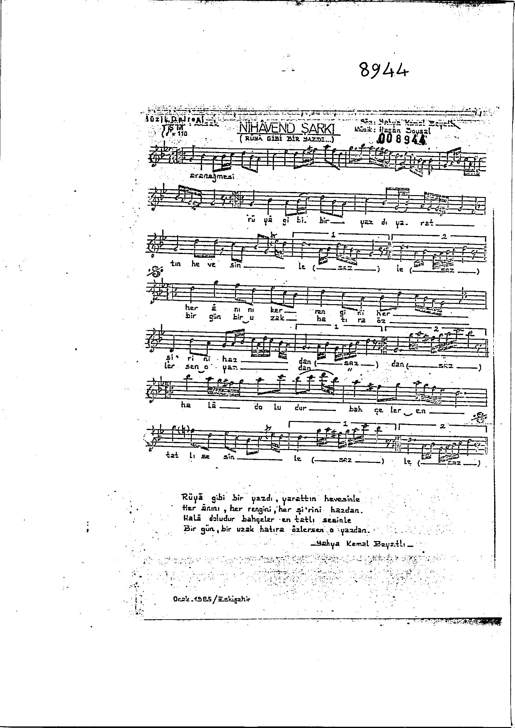 Nihâvend - Şarkı - Hasan Soysal - Sayfa 1