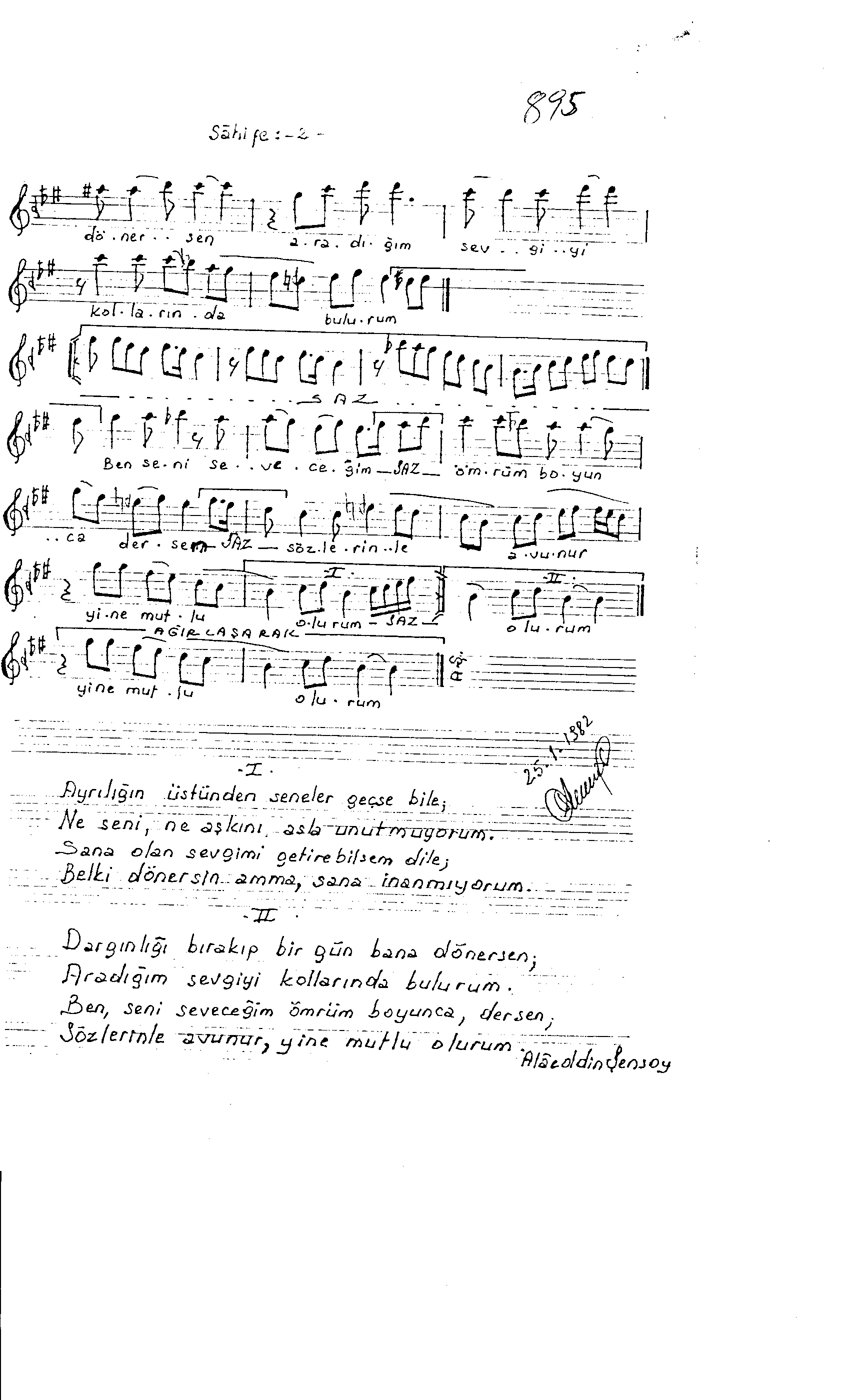 Hüzzâm - Şarkı - Alâeddin Şensoy - Sayfa 2