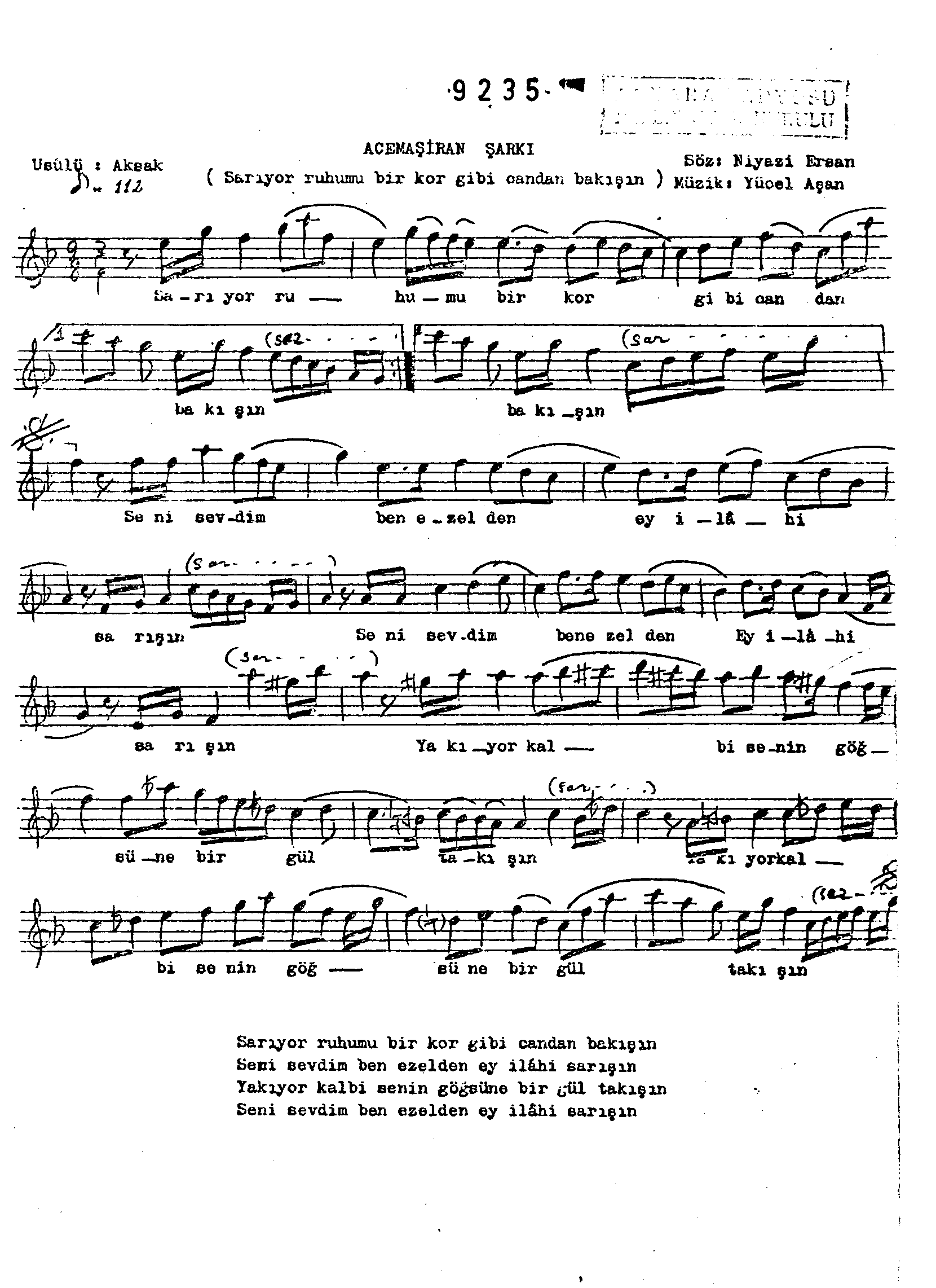 Acem Aşîrân - Şarkı - Yücel Aşan - Sayfa 1
