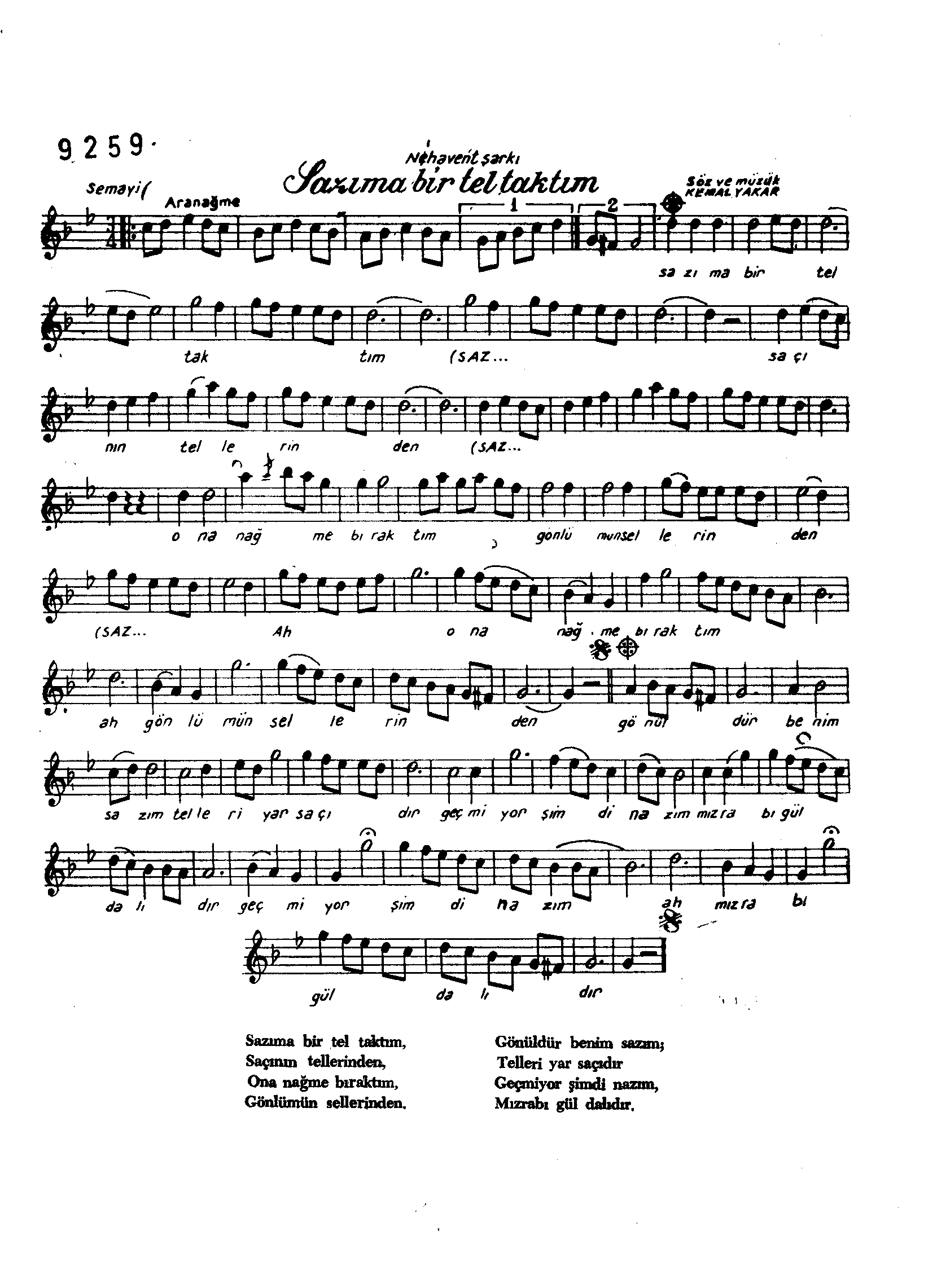 Nihâvend - Şarkı - Kemâl Şâkir Yakar - Sayfa 1