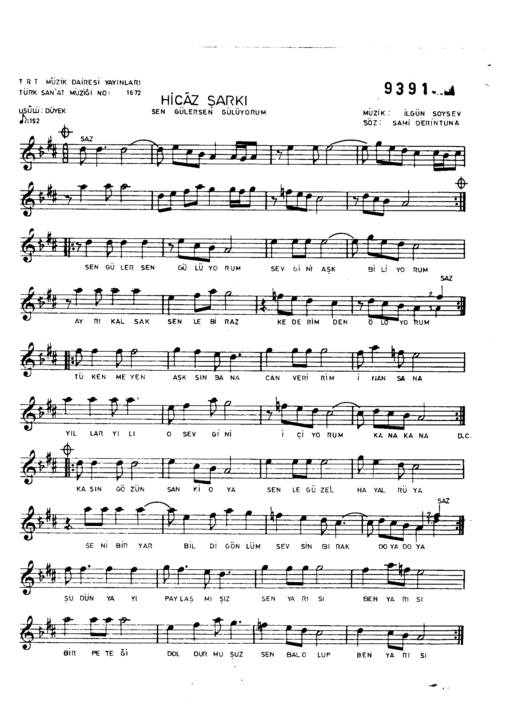 Hicâz - Şarkı - İlgün Soysev - Sayfa 1