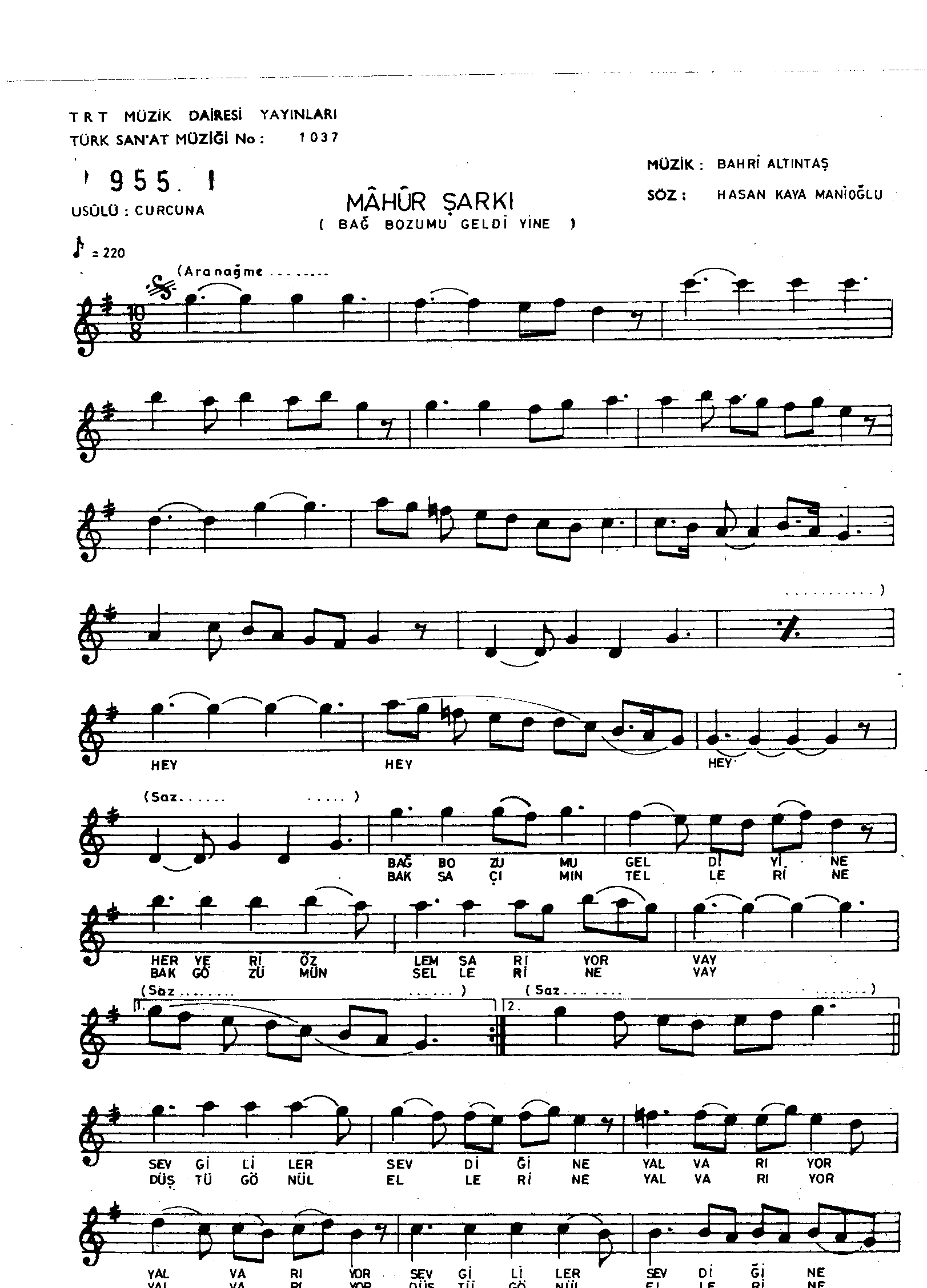 Mâhûr - Şarkı - Bahri Altıntaş - Sayfa 1