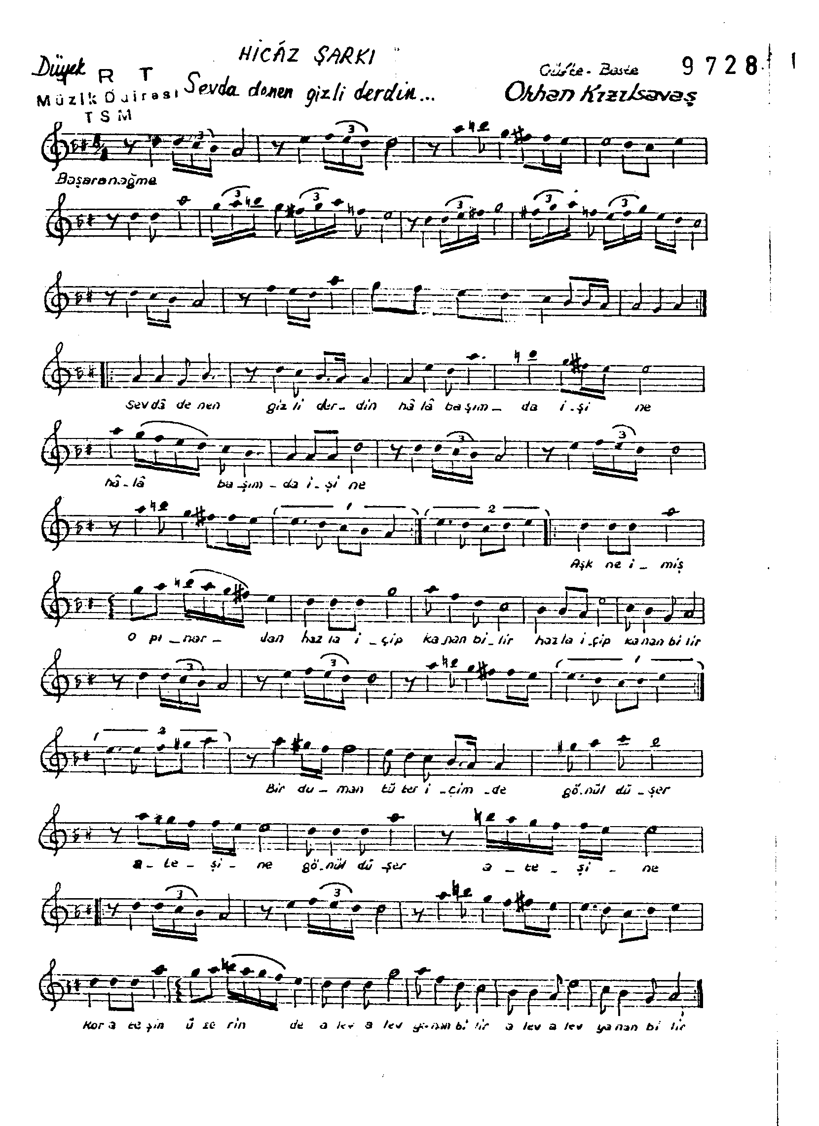 Hicâz - Şarkı - Orhan Kızılsavaş - Sayfa 1