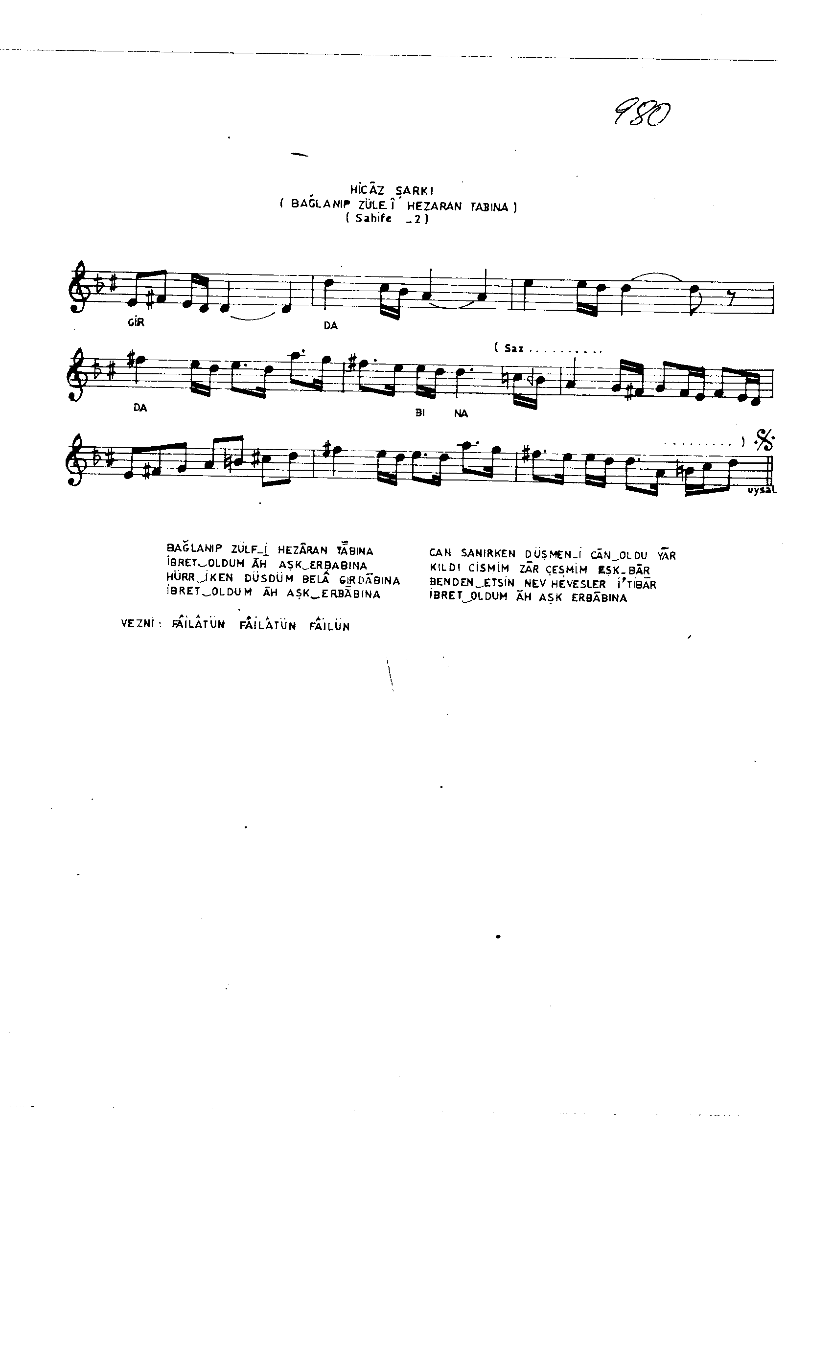 Hicâz - Şarkı - Şevkî Bey - Sayfa 2